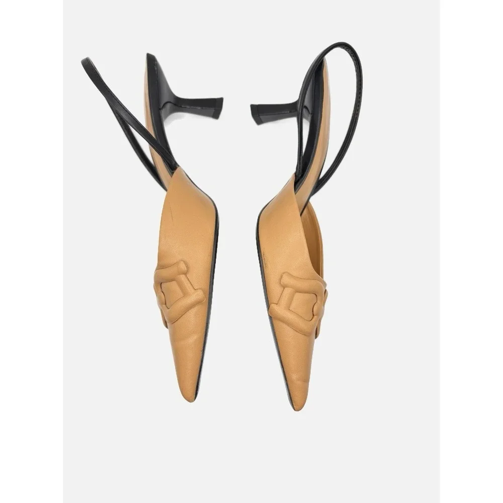 Zara Brown Black Two-Tone Slingback Kitten Heels Size 40 = US 9